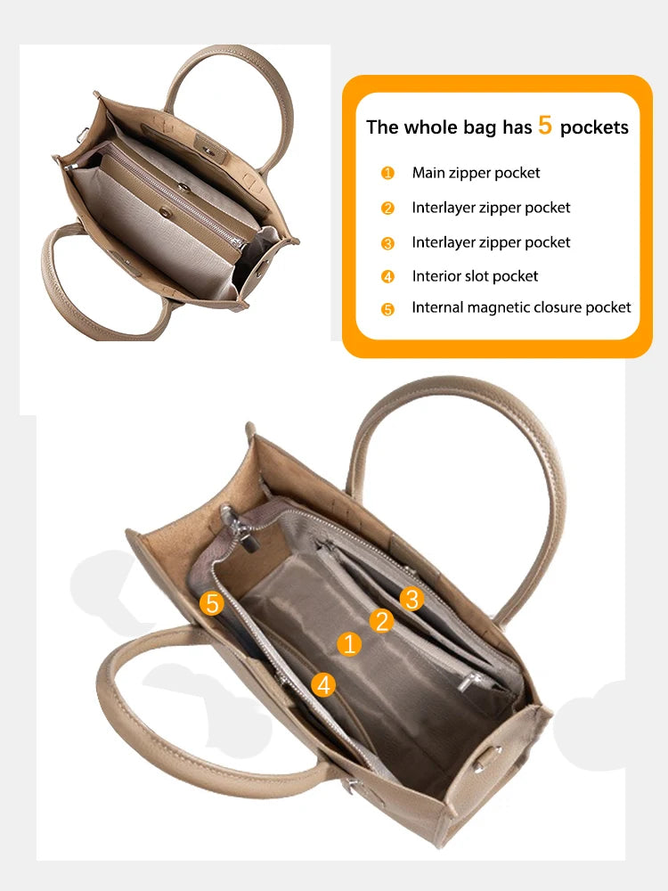 Women Large Tote Bag Genuine Leather Shoulder Bag Ladies Crossbody Bag
