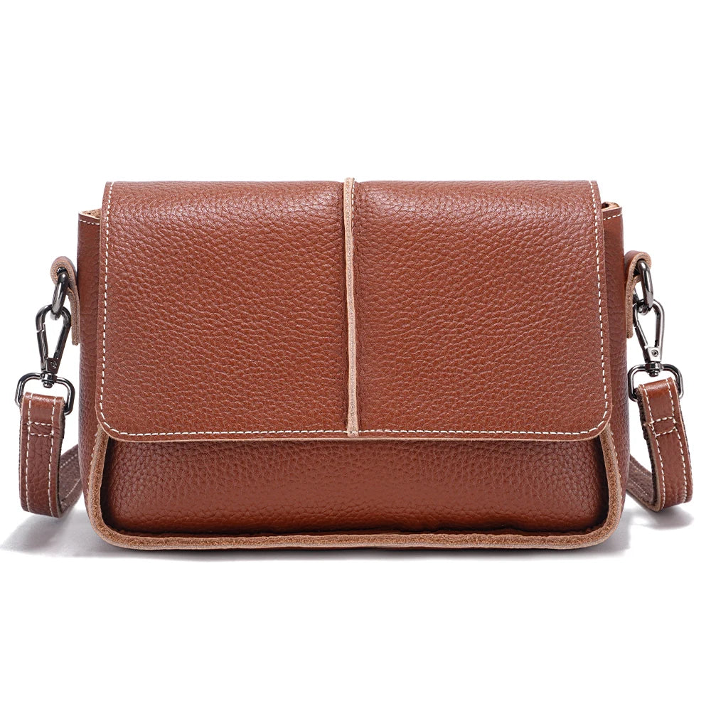 Classic Vintage Leather Crossbody Bag for Women Simple Small Square Bag for Daily