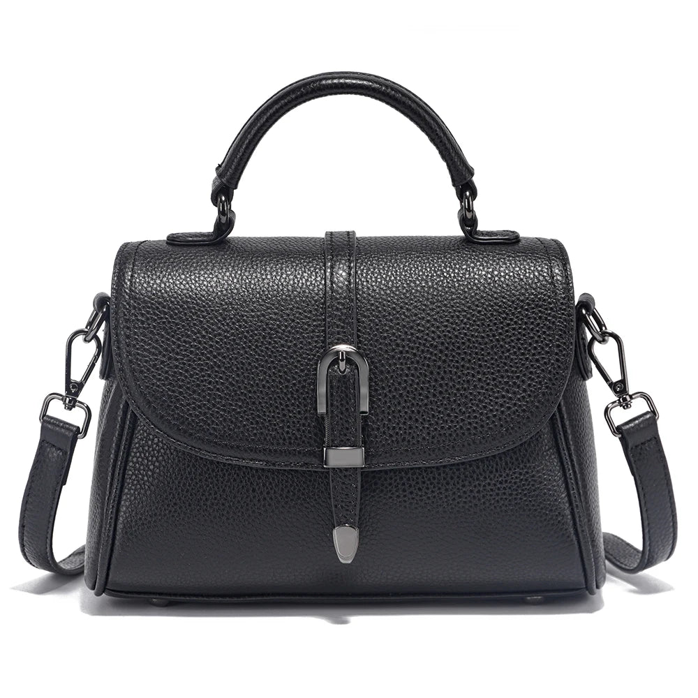 Women's Genuine Leather Top-Handle Bag Simple Fashion Design Luxury Shoulder Crossbody Small Handbag