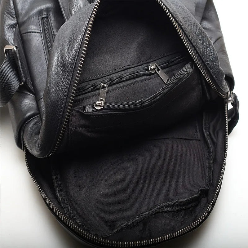 Women's Fashion Genuine Leather Backpack Large Capacity Cowhide Rucksack