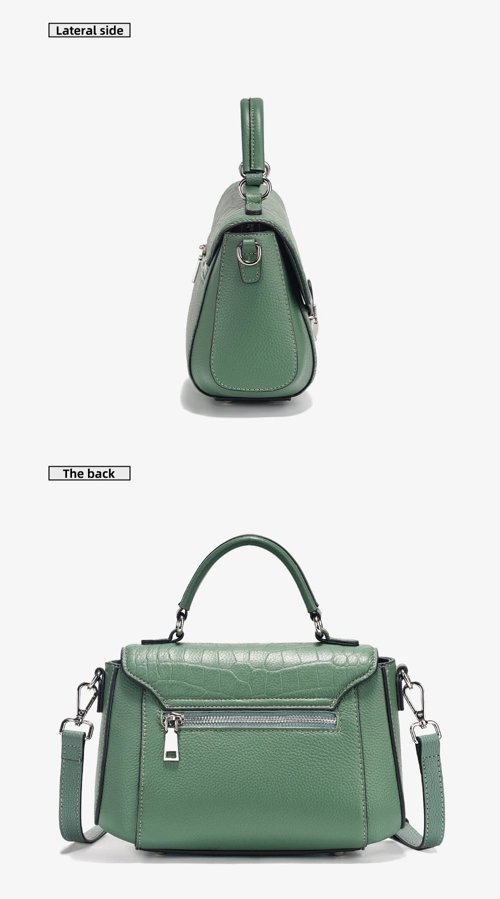 Women's Genuine Leather Top-Handle Bag Fashion Alligator Crossbody Many Compartments