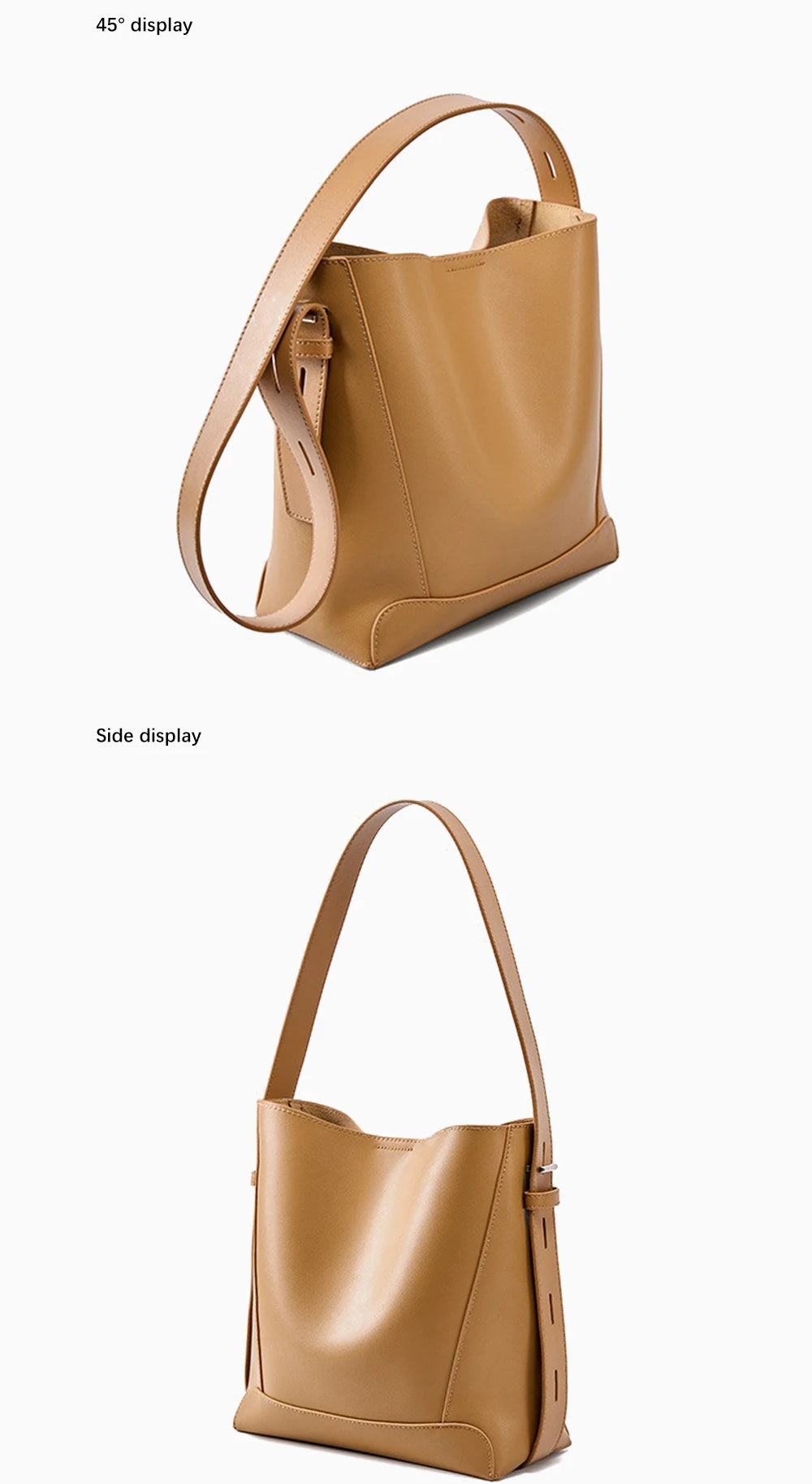 New Split Leather Casual Shopper Shoulder Bag Commuter Large Bucket Handbag High Quality