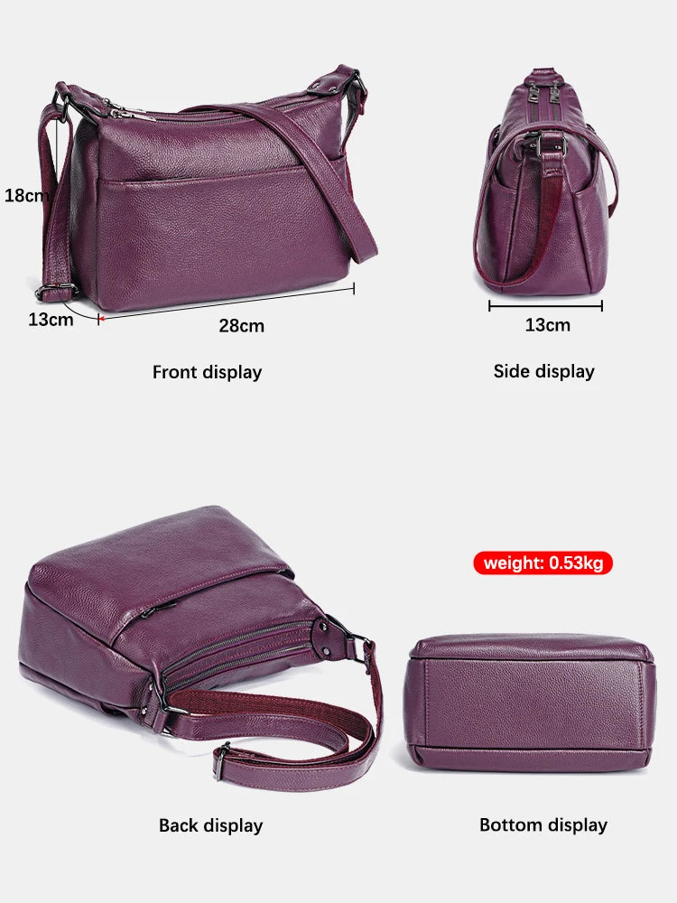 Elegant Genuine Leather Women's Shoulder Bag Trendy Crossbody Messenger Bag