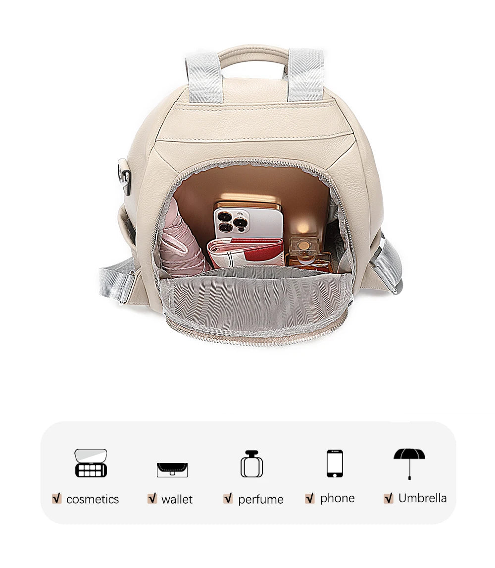 Leather Backpack For Women Anti Theft Satchel
