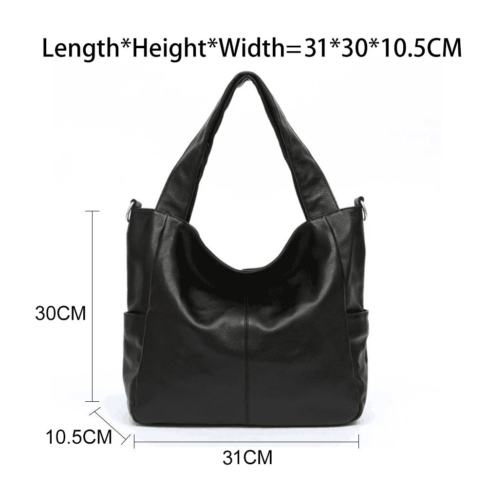 Genuine Leather Women Tote Handbag Large Capacity Shoulder Bag