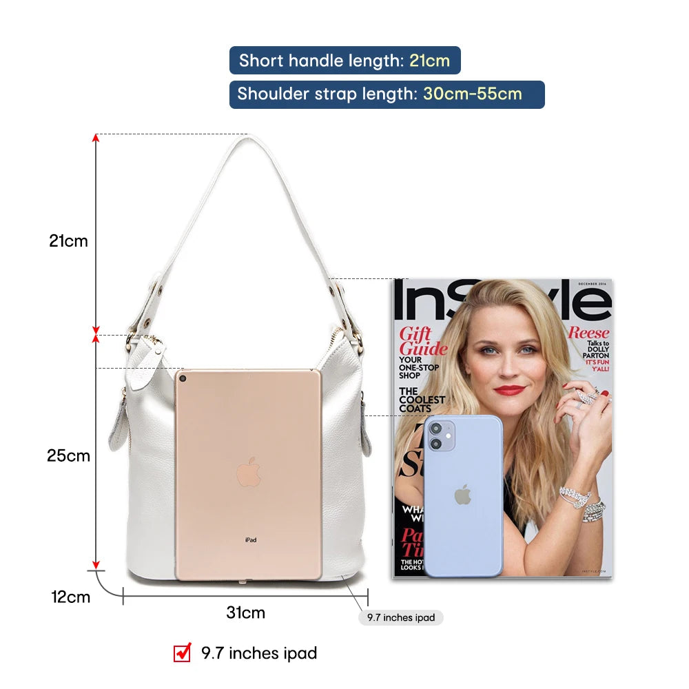 New Fashion Women Shoulder Bag Metal Tassel 100% Genuine Leather
