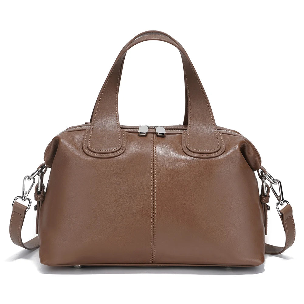 Genuine Leather Top-handle Bag For Women Stylish Boston Bag Shoulder Handbag Bolsa Crossbody