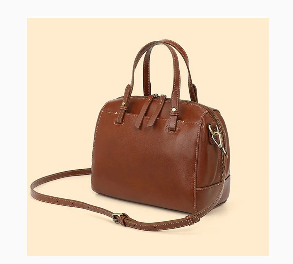 Genuine Leather Vintage Designer Handbag For Women Large Capacity Shoulder Bag