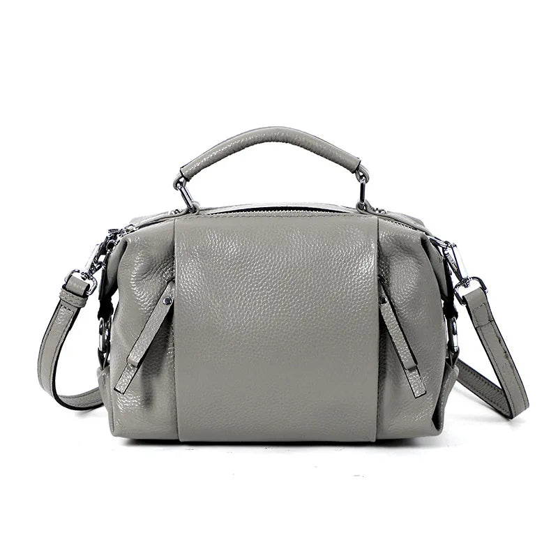 Women's Genuine Leather Bag Simple High Quality Tote Bag Small Vintage Boston Handbag