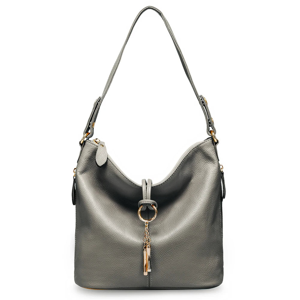 Elegant  Women Shoulder Bag 100% Genuine Leather Hobo Handbag Lady Messenger Bag