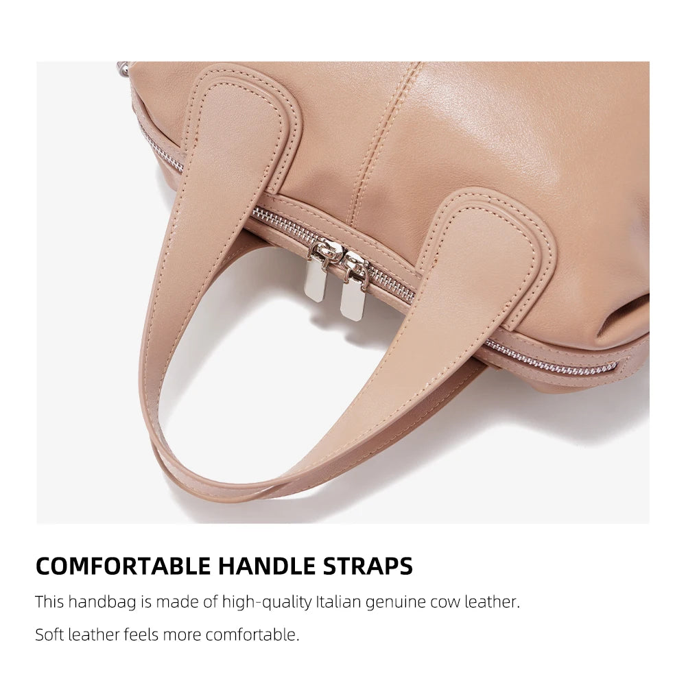 Genuine Leather Top-handle Bag For Women Stylish Boston Bag Shoulder Handbag Bolsa Crossbody