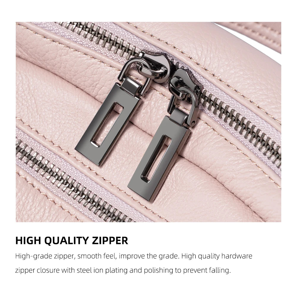 Women's Soft Leather Backpack Genuine Large Capacity Travel Rucksack Knapsack