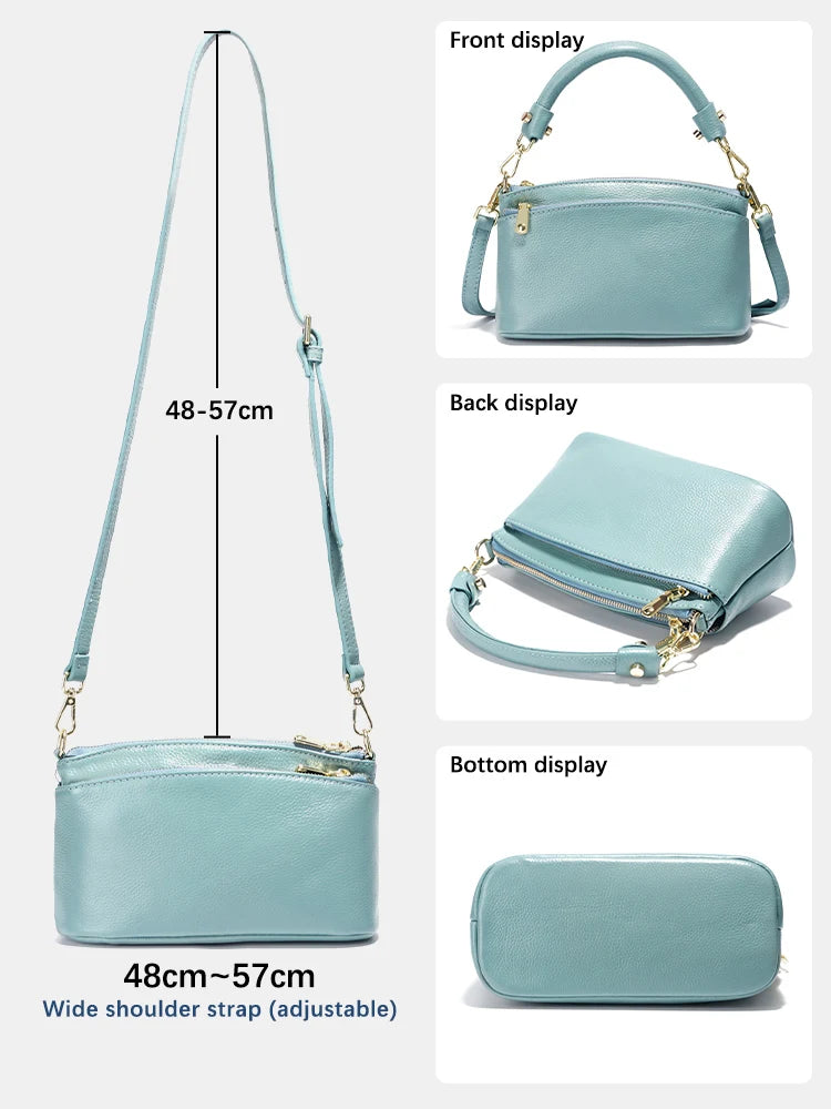 Women  Bag Soft Genuine Leather Zipper Cowhide Leather Shoulder Bag Ladies Crossbody