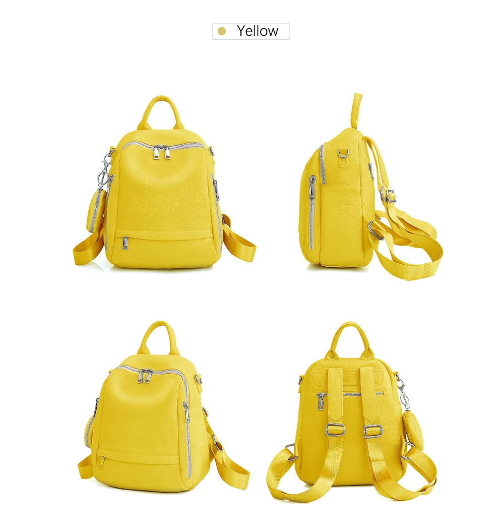Women's Genuine Leather Backpack High-Quality Bag Travel Female