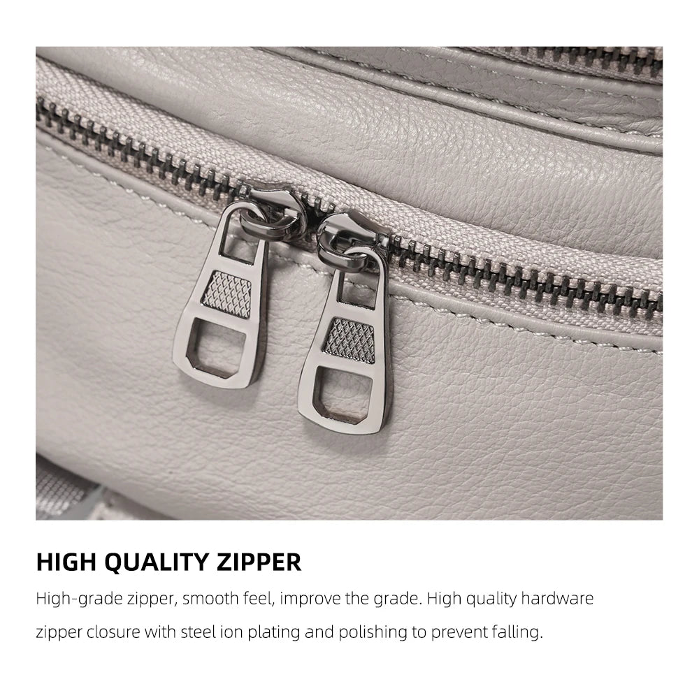 Women's Medium Genuine Leather Backpack with Roomy Zip Pockets for Commute