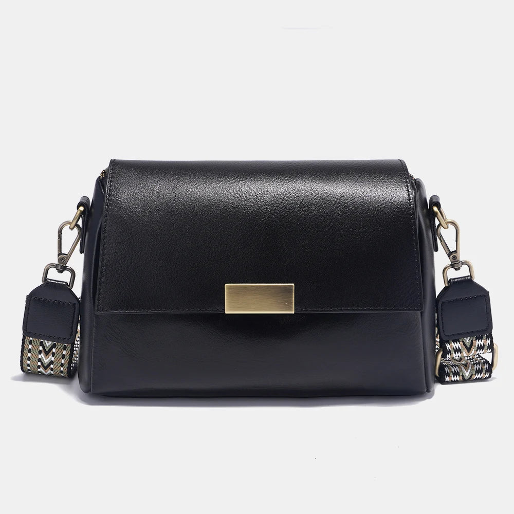 Vintage Genuine Leather Handbag for Women Large Capacity Crossbody Shoulder Bag Flap Purse