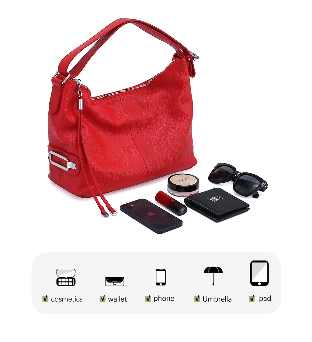 100% Genuine Leather Large Women Top Handle Shoulder Bag Tote Handbag Purse Leather Hobo Bag