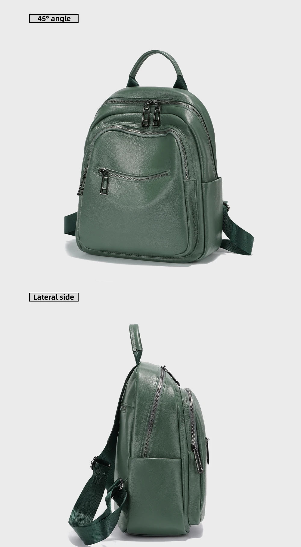 Genuine Leather Backpack For Women Large Capacity Travel Rucksack Knapsack