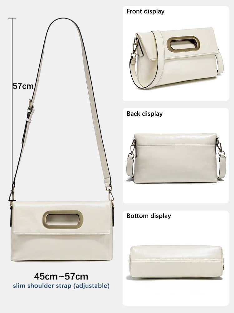 Vintage Genuine Leather Handbag for Women Large Capacity Crossbody Shoulder Bag