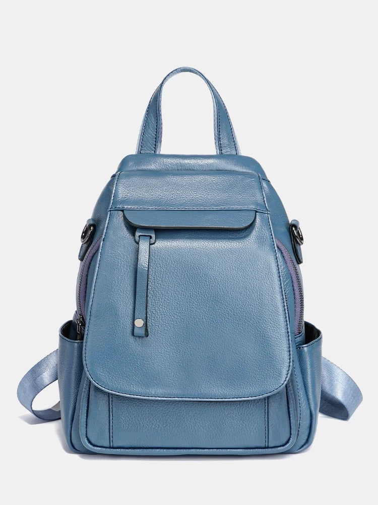 Genuine Leather Women's Fashion Backpack High Quality Satchel Rucksack Multifunctional