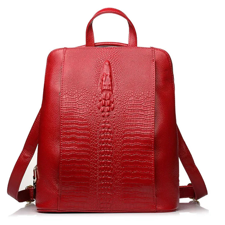 Women's Crocodile Leather Backpack 100% Genuine Natural
