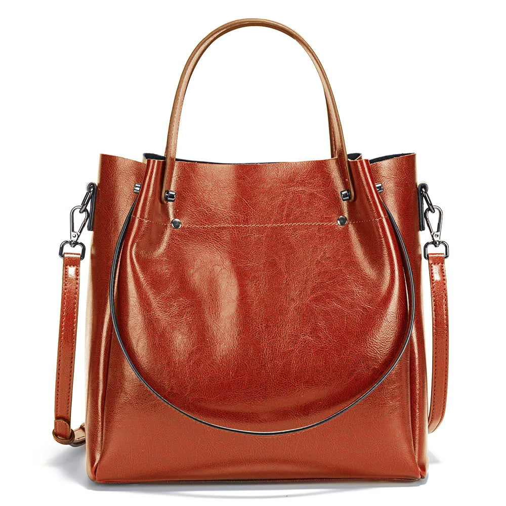 Fashion Large Capacity Women's Handbag 100% Genuine Leather