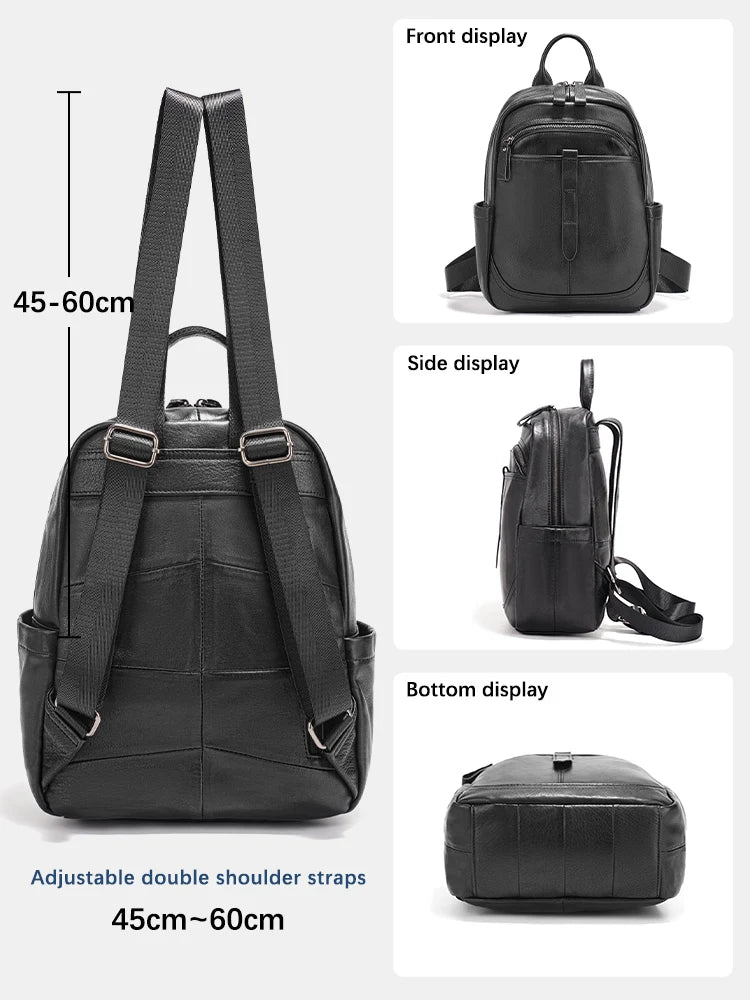 Women's 100% Genuine Leather Backpack Large Capacity for Commute