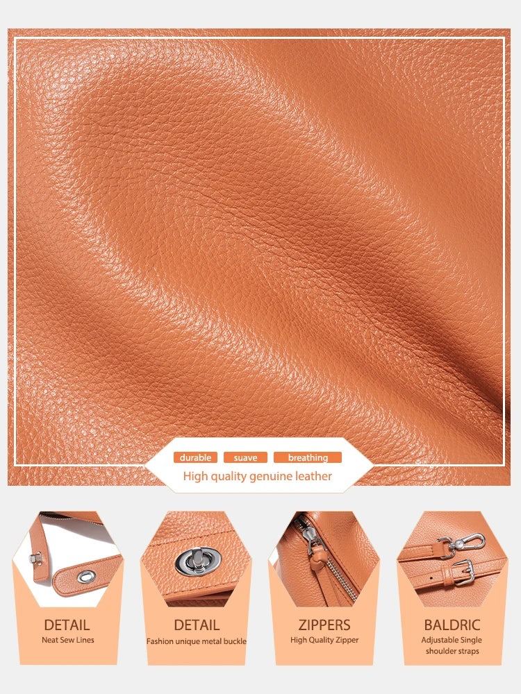 Genuine Leather Tophandle Bag Fashion Hobo Bag Women Shoulder Handbag Crossbody Designer Elegant