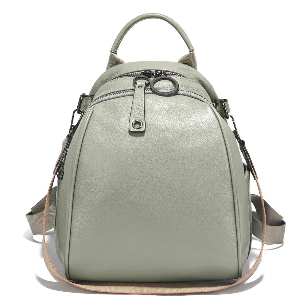 Women's Soft Genuine Leather Travel Backpack Large Capacity Convertible Rucksack