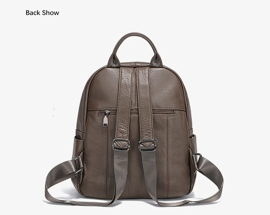 Women Backpack 100% Genuine Leather Ladies Large Capacity Travel Bags
