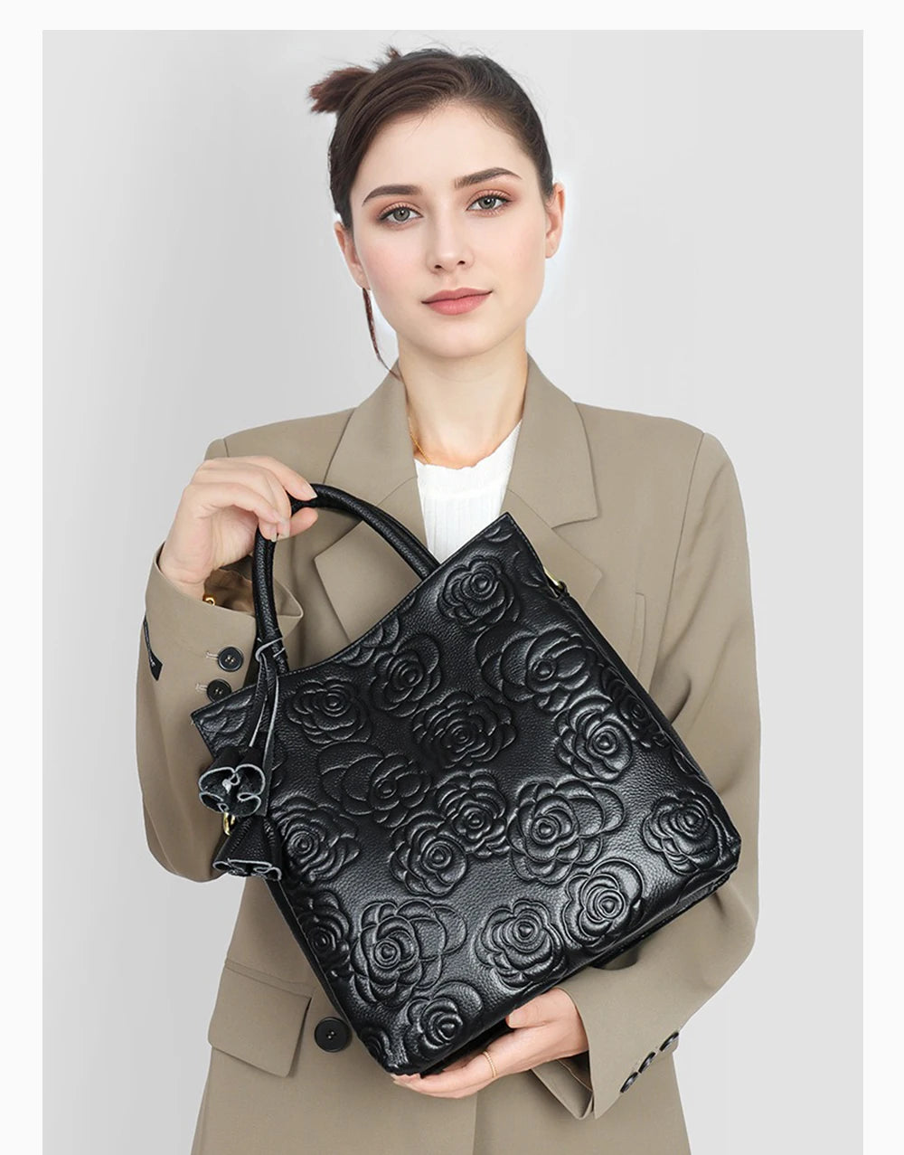 100% Genuine Leather Handbag Large Capacity Women Shoulder Bag Retro