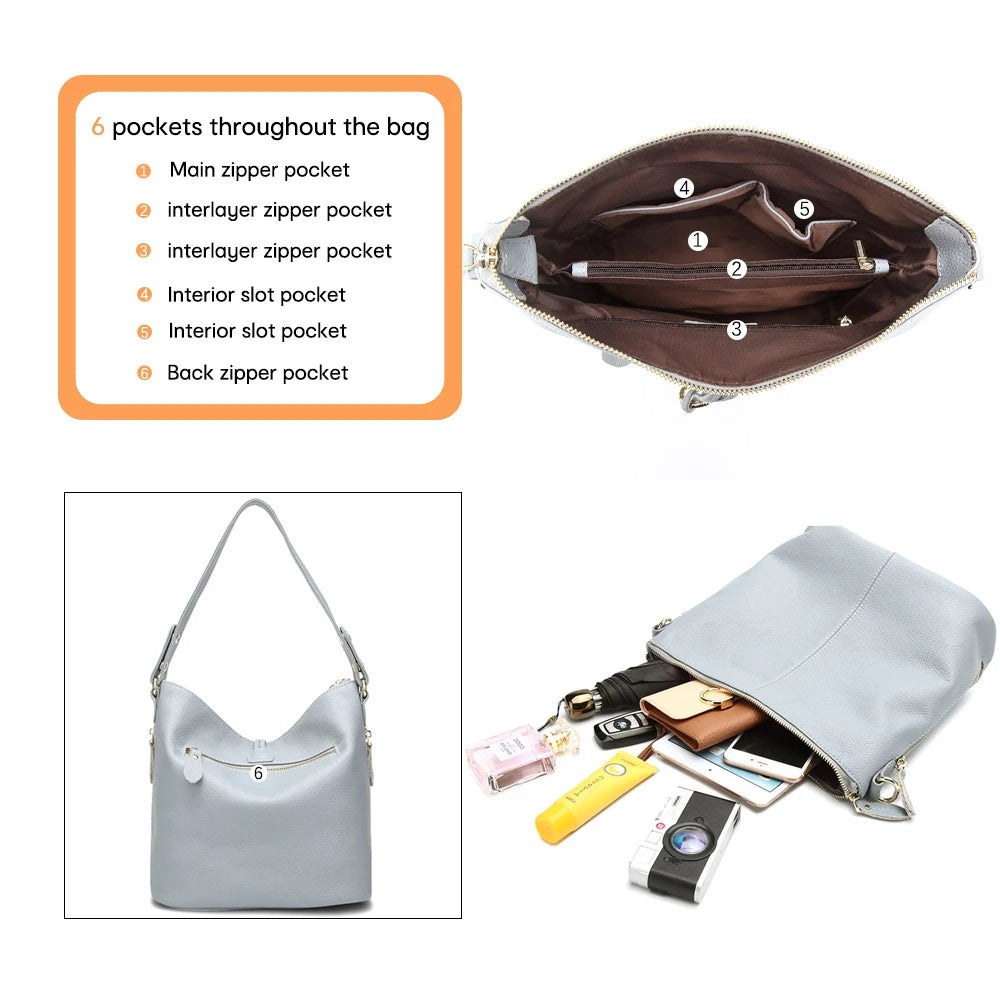 New Fashion Women Shoulder Bag Metal Tassel 100% Genuine Leather