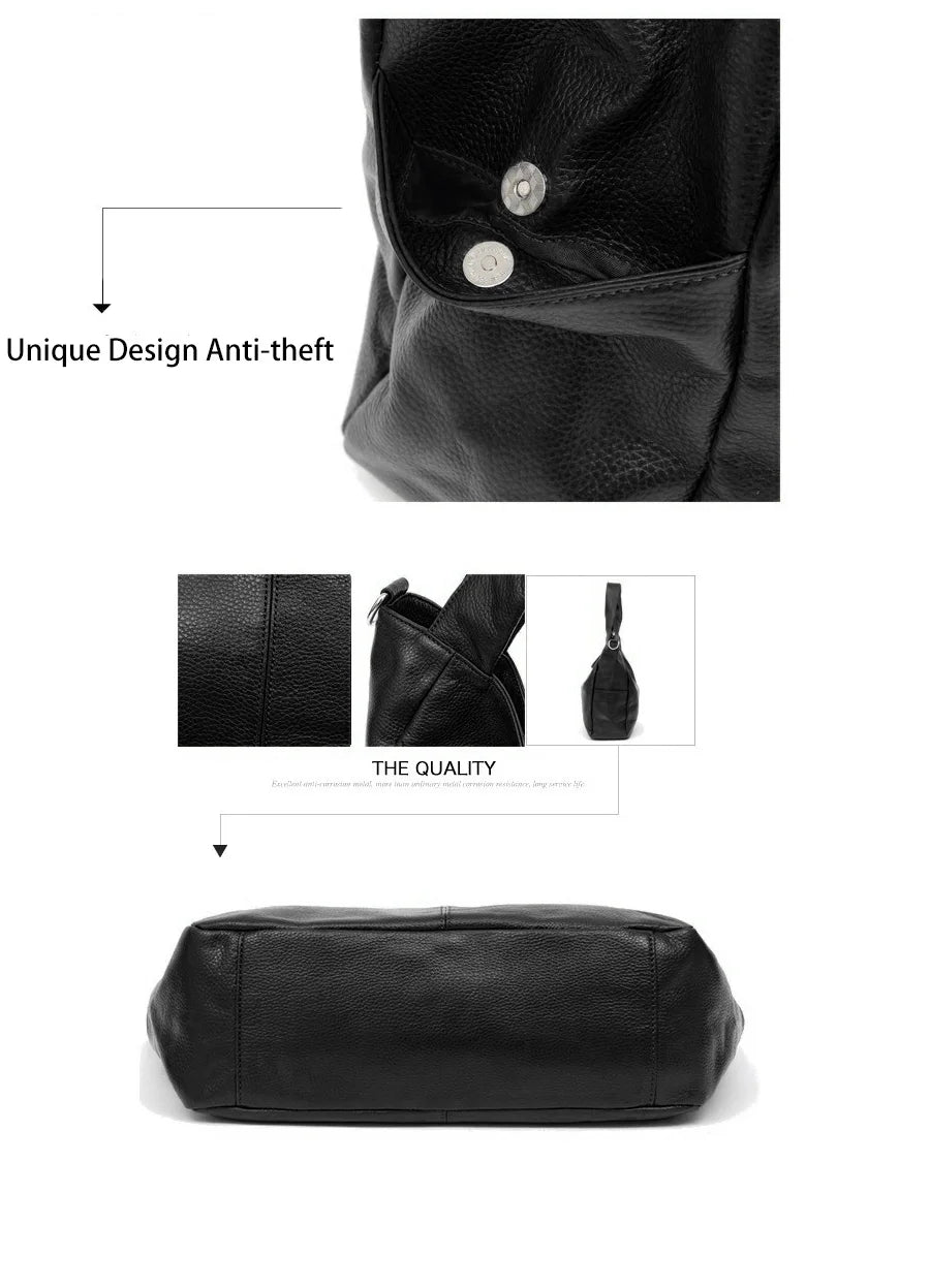 Genuine Leather Women Tote Handbag Large Capacity Shoulder Bag