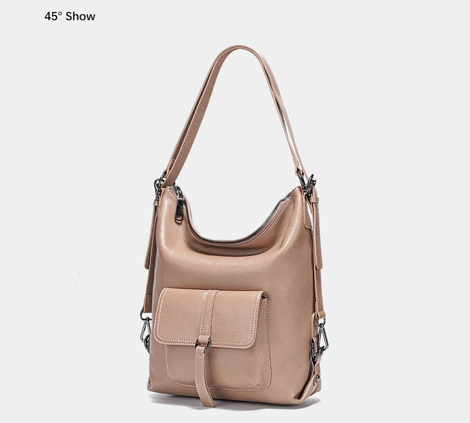 Stylish Women Shoulder Bag 100% Genuine Leather Large Capacity Handbag Multifunction