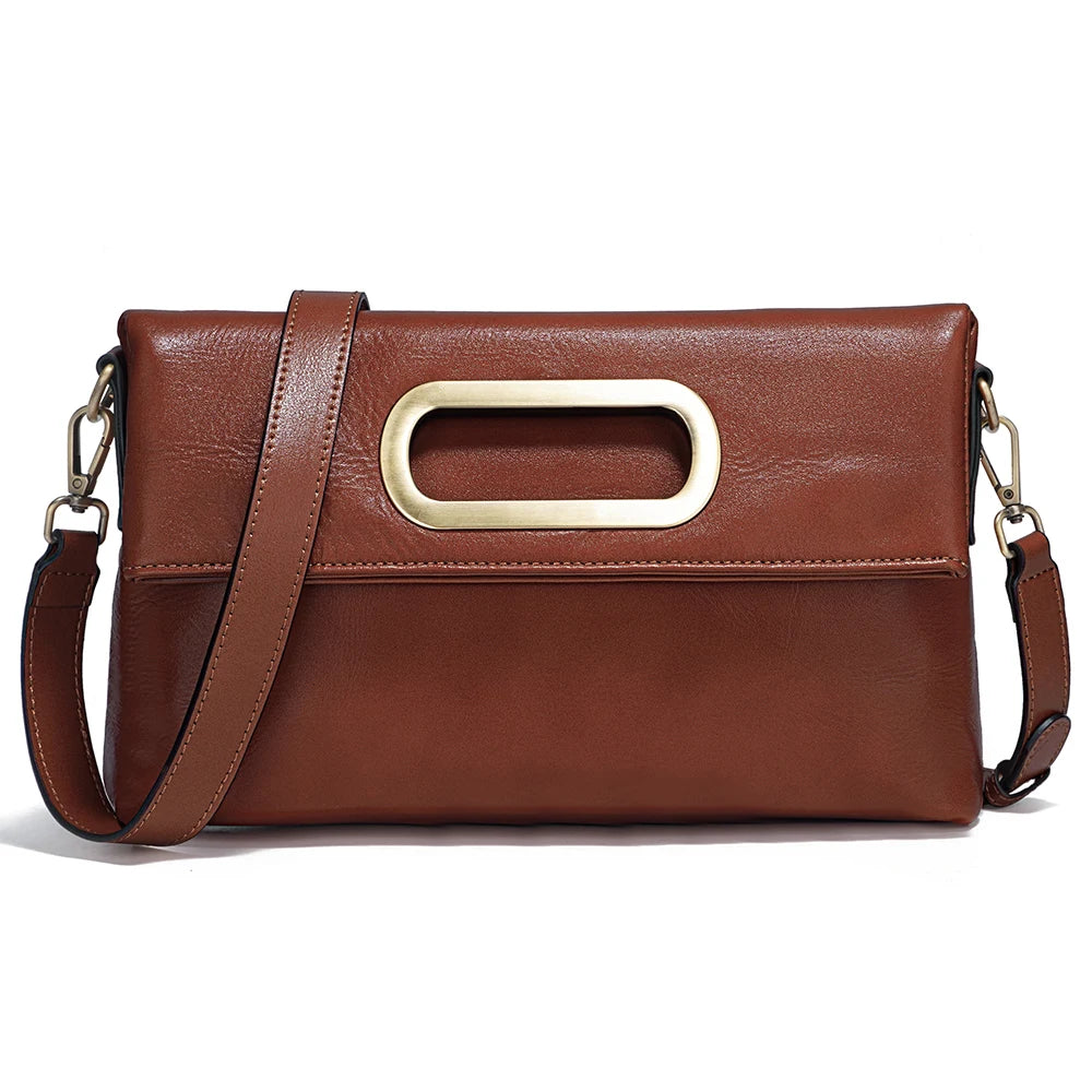 Vintage Genuine Leather Handbag for Women Large Capacity Crossbody Shoulder Bag