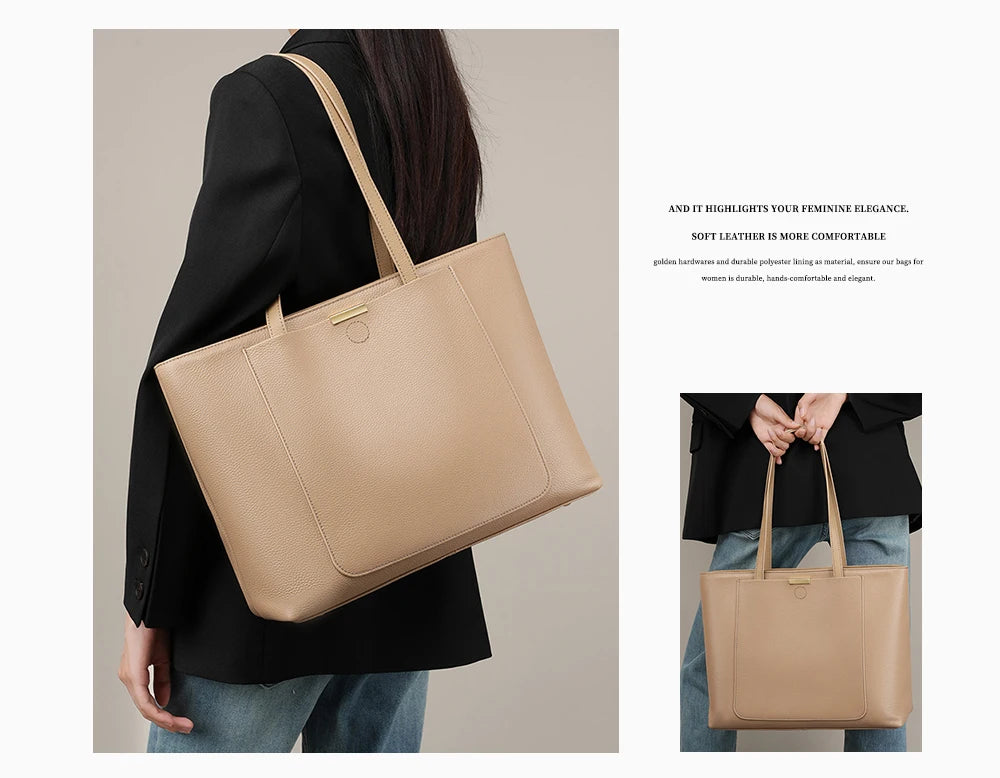 Genuine Leather Women's Tote Handbag Large Shoulder Bag