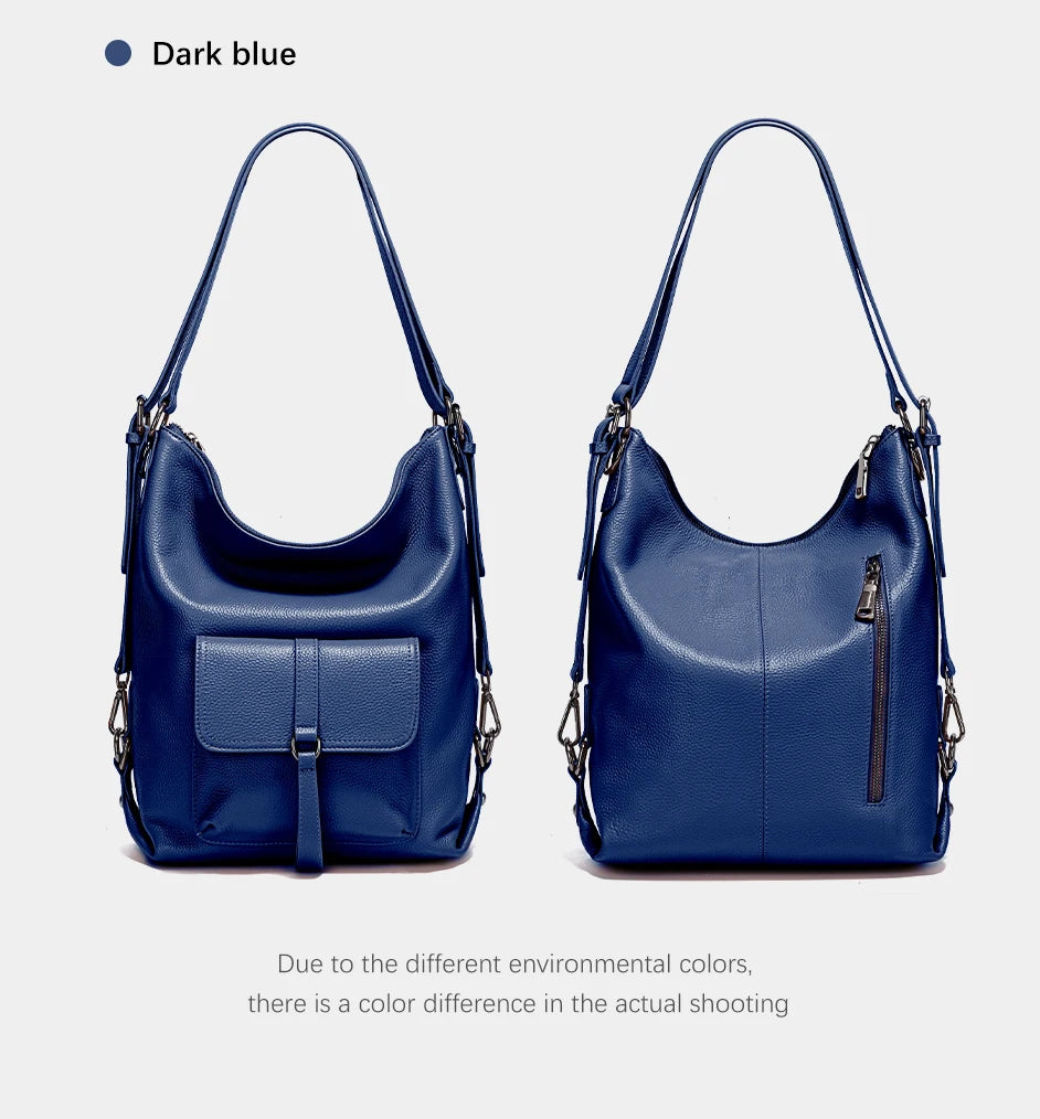 Stylish Women Shoulder Bag 100% Genuine Leather Large Capacity Handbag Multifunction