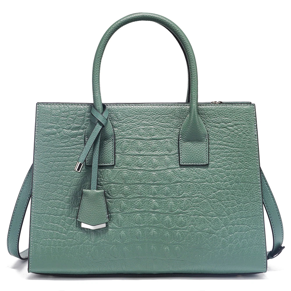 Large Tote Handbag for Women Genuine Leather Cowhide Shoulder Bag with Top Handle Trendy Fashion