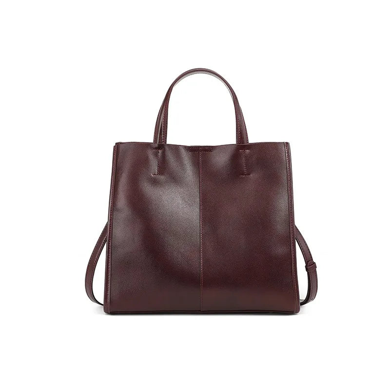 Genuine Leather New Simple Shoulder Bag Large Capacity Shopper Luxury Casual