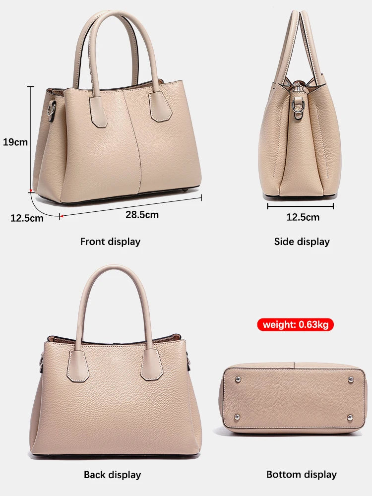Women's Genuine Leather Top-Handle Bag Noble White Luxury Crossbody