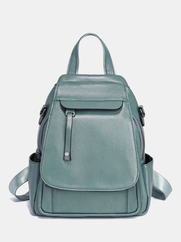 Genuine Leather Women's Fashion Backpack High Quality Satchel Rucksack Multifunctional