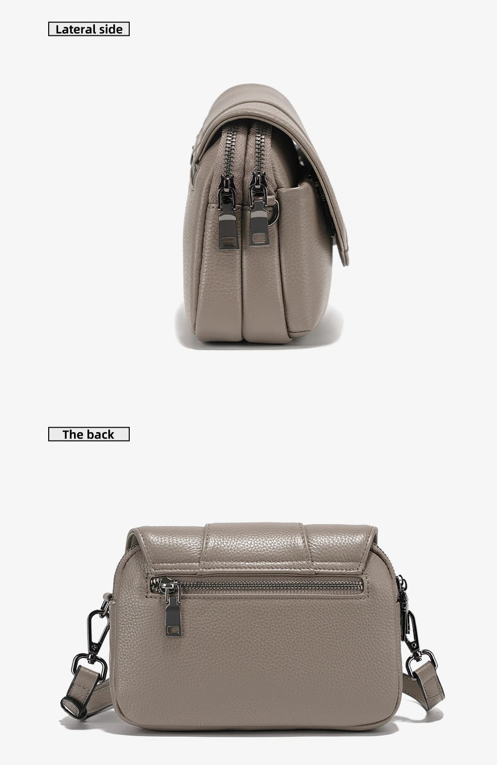 Genuine Cowhide Leather Crossbody for Women Simple Multi-compartment Shoulder Handbag