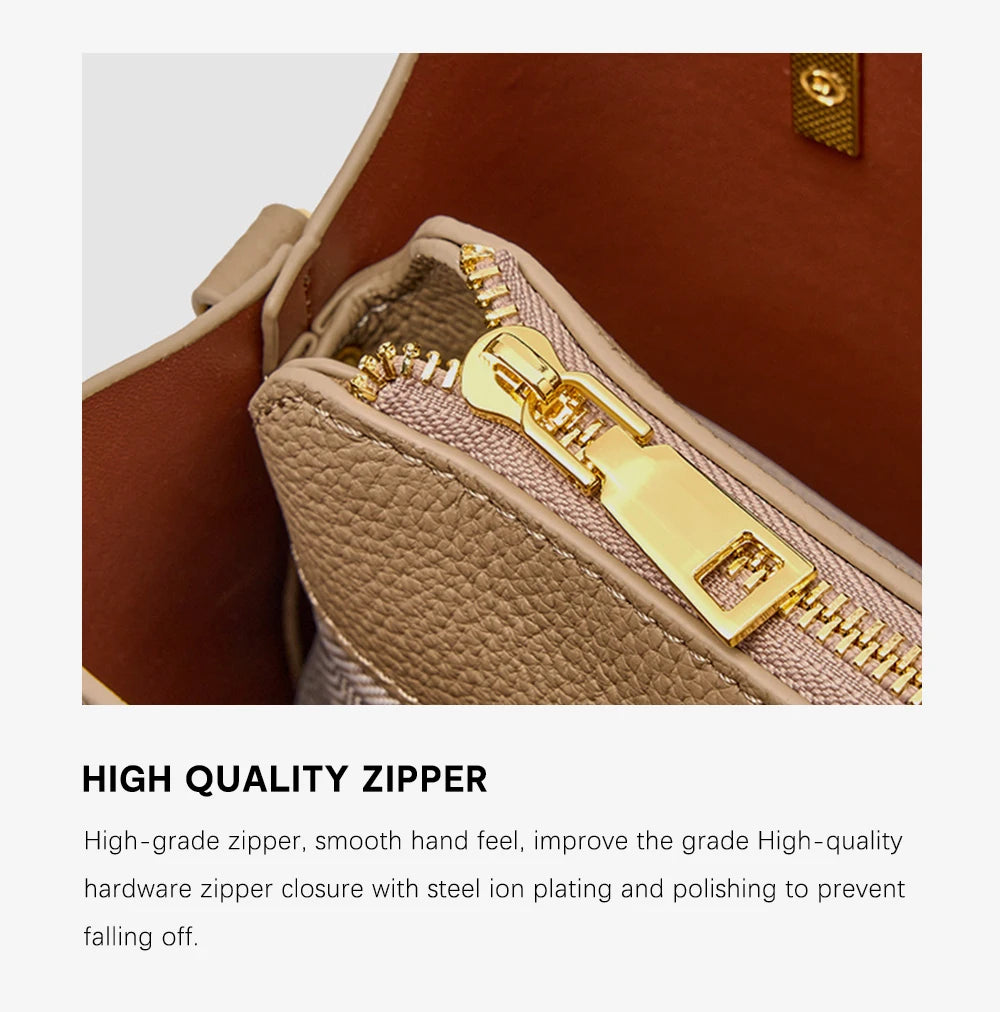 Genuine Leather Top Quality Bucket Bag for Women Versatile Handbag Leather Tote Bag High Sense