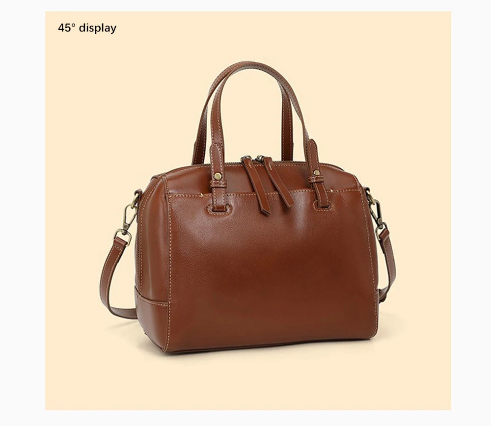 Genuine Leather Vintage Designer Handbag For Women Large Capacity Shoulder Bag
