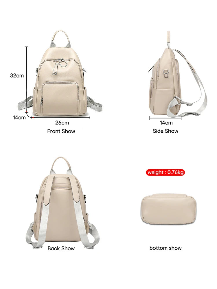 Leather Backpack For Women Anti Theft Satchel