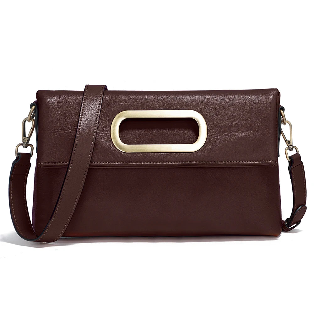 Vintage Genuine Leather Handbag for Women Large Capacity Crossbody Shoulder Bag