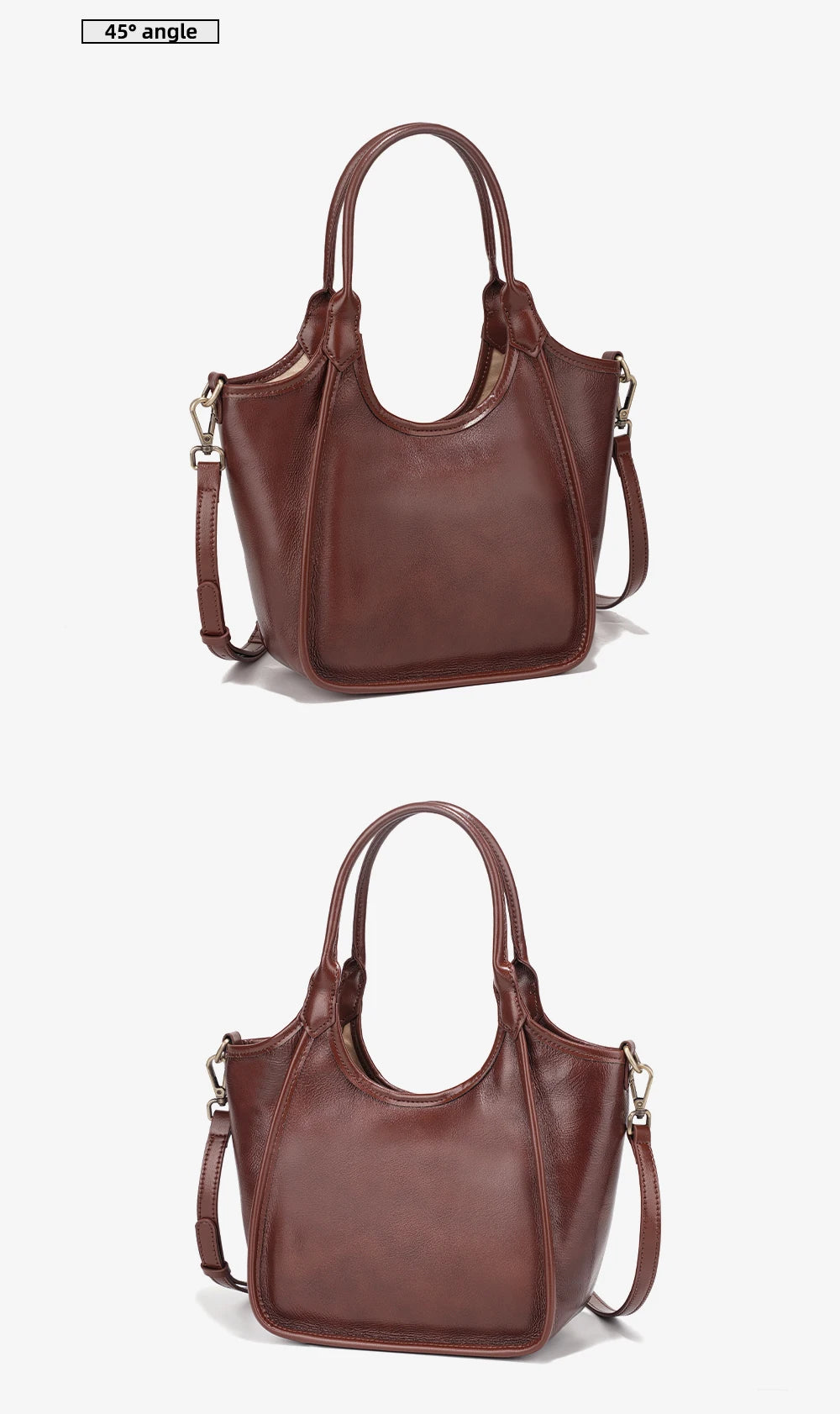 Oil Wax Leather Top Handle Bags for Women Trendy Shoulder Purse Versatile