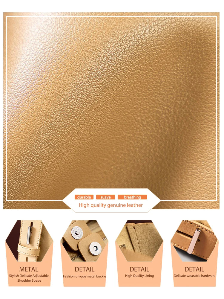 New Split Leather Casual Shopper Shoulder Bag Commuter Large Bucket Handbag High Quality