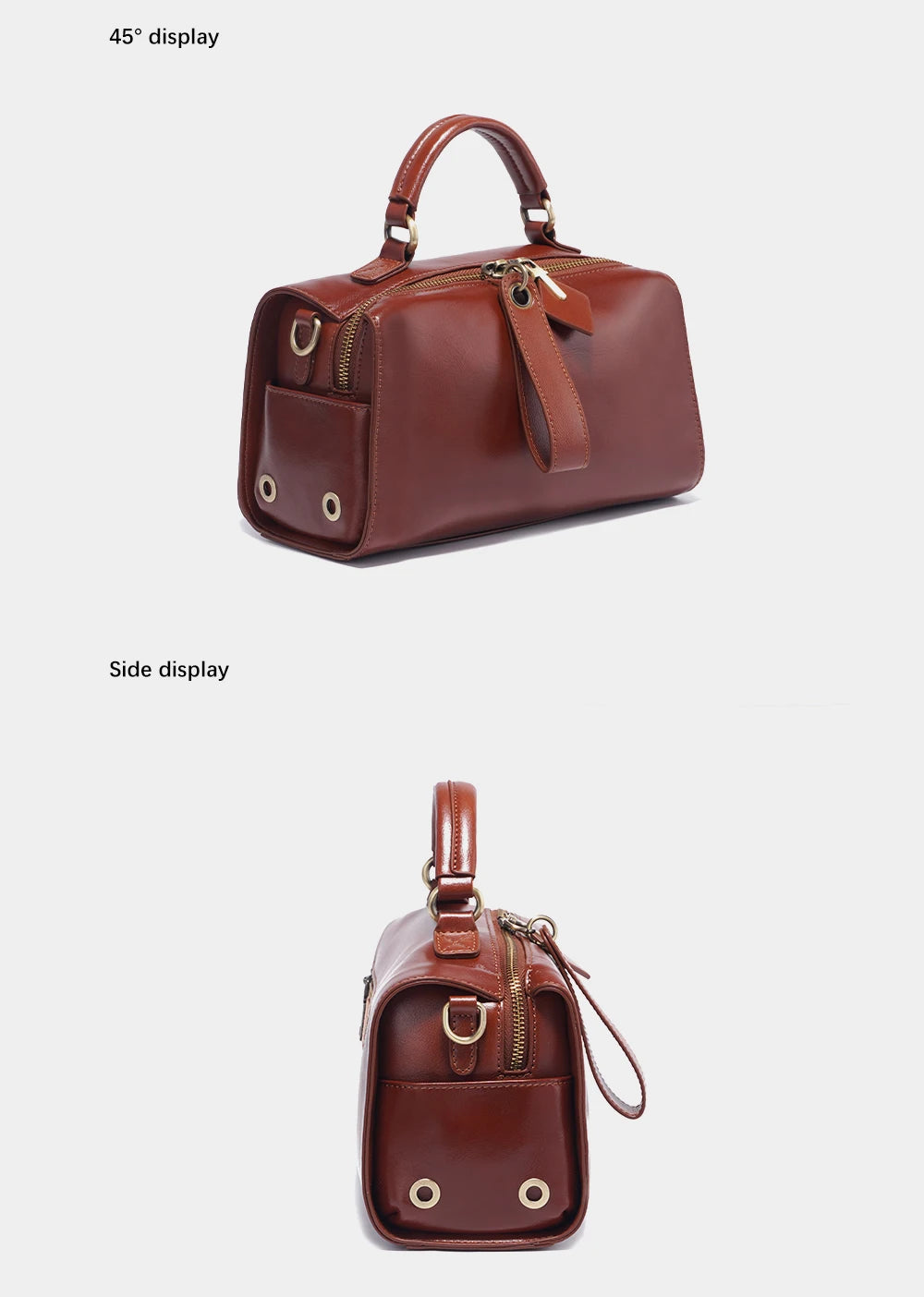 Leather Vintage Handbag Women Shoulder Bag Satchel Black Wave Pattern Wide