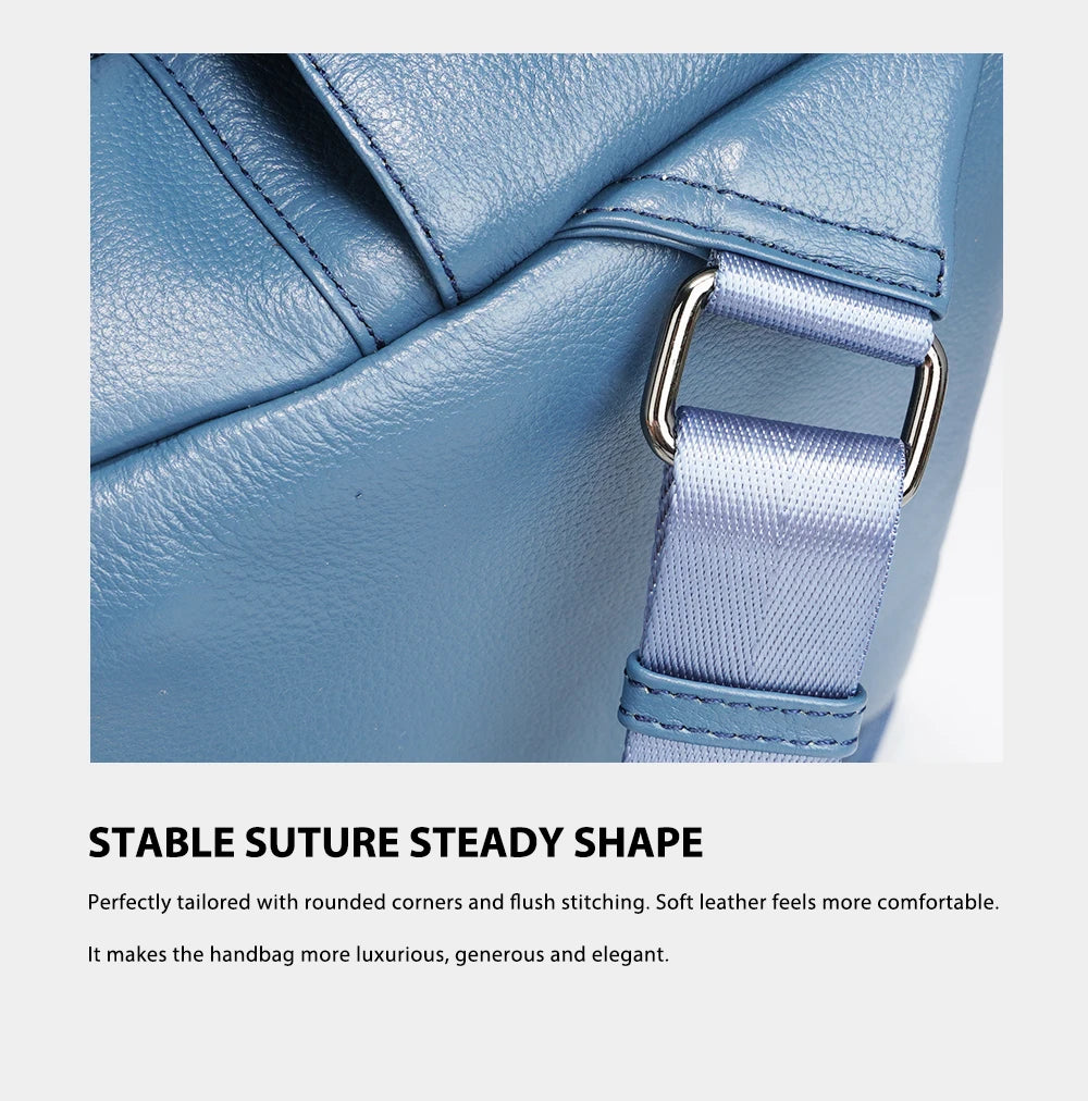 Genuine Leather Women's Fashion Backpack High Quality Satchel Rucksack Multifunctional